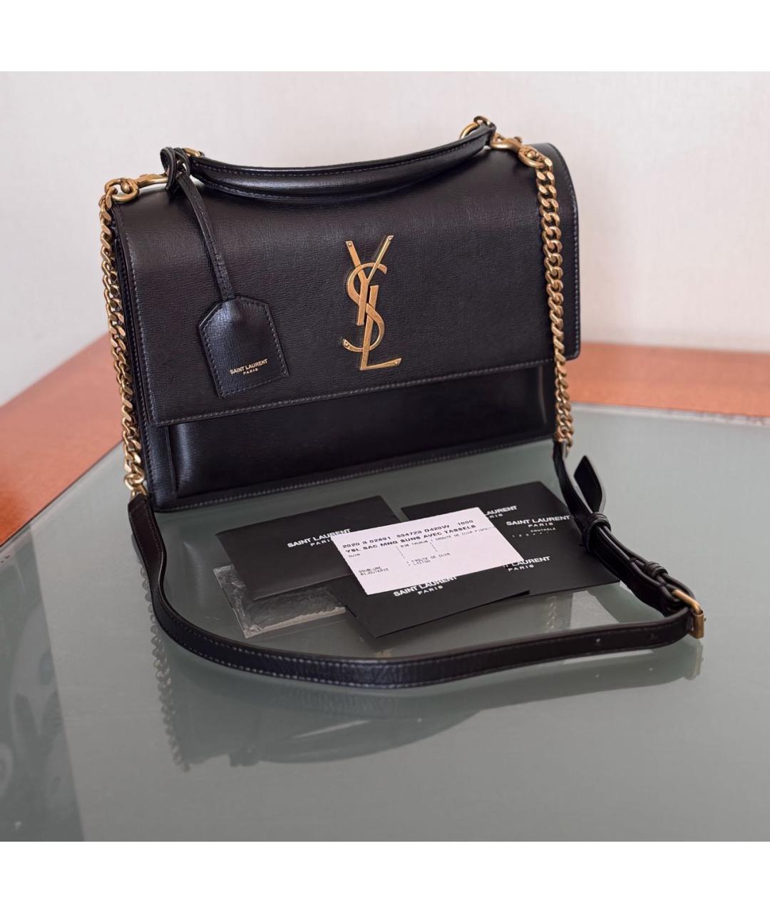 SAINT LAURENT Черная кожаная сумка через плечо, фото 2