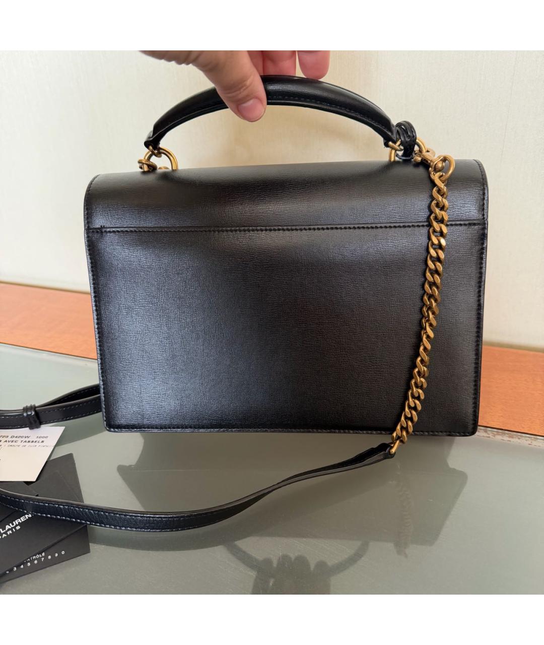 SAINT LAURENT Черная кожаная сумка через плечо, фото 4