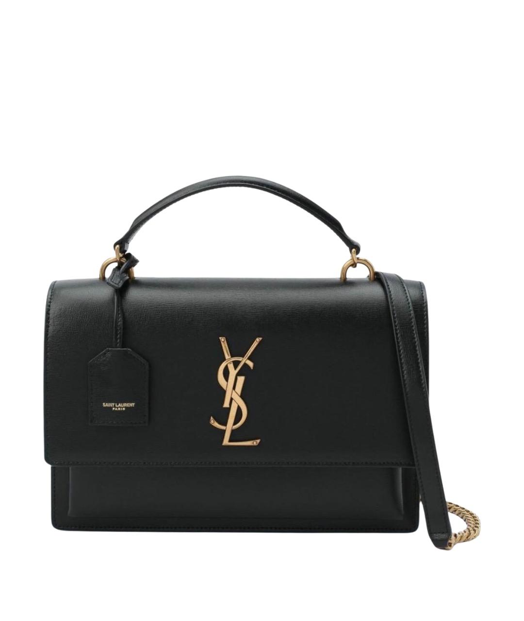 SAINT LAURENT Черная кожаная сумка через плечо, фото 1