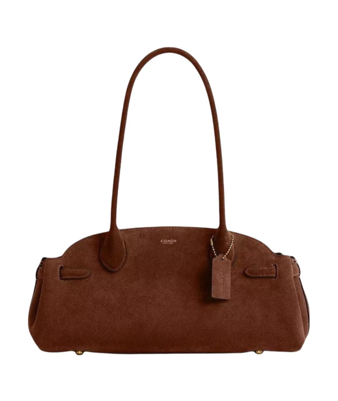 COACH Коричневая замшевая сумка через плечо, фото 1