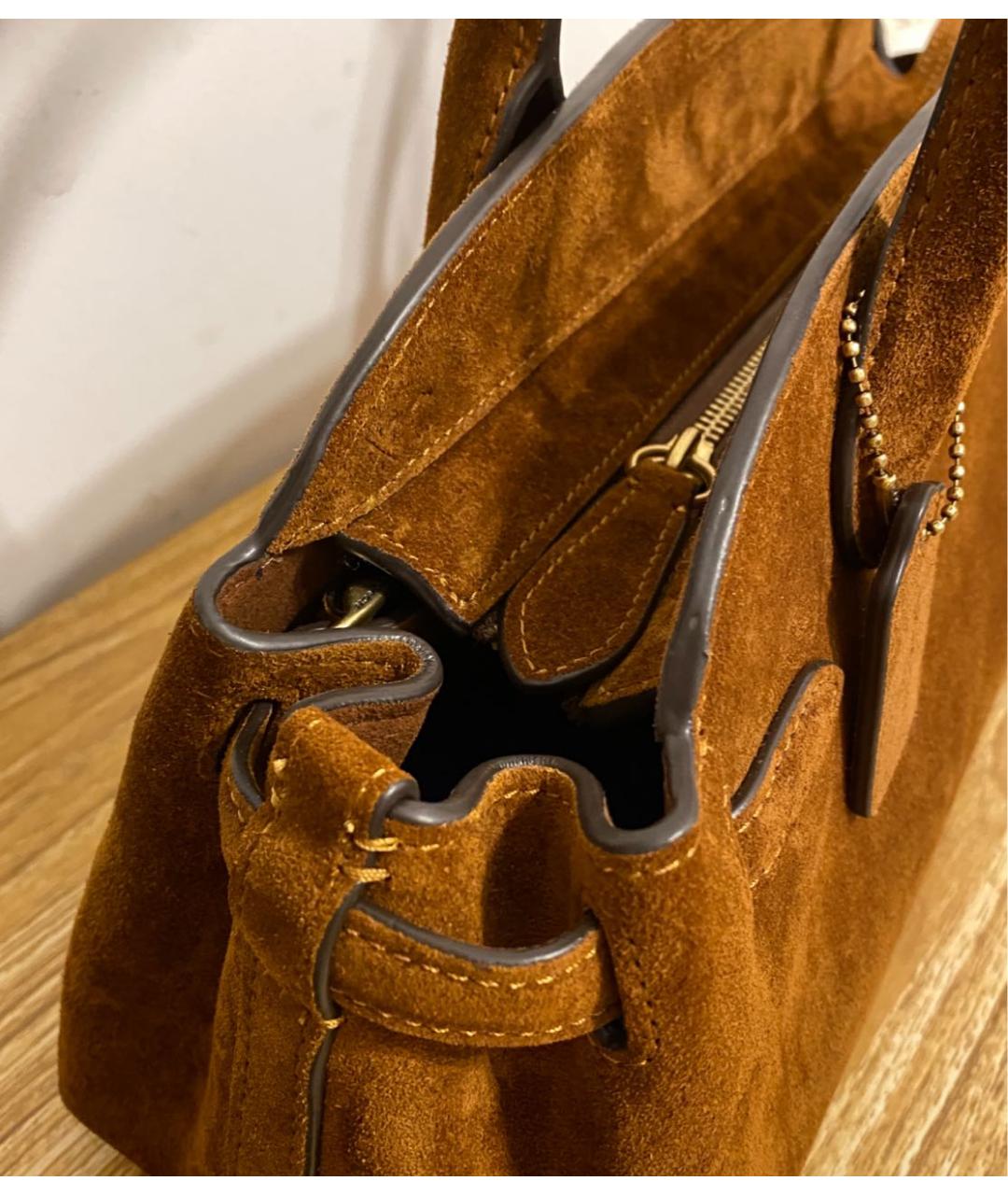 COACH Коричневая замшевая сумка через плечо, фото 8