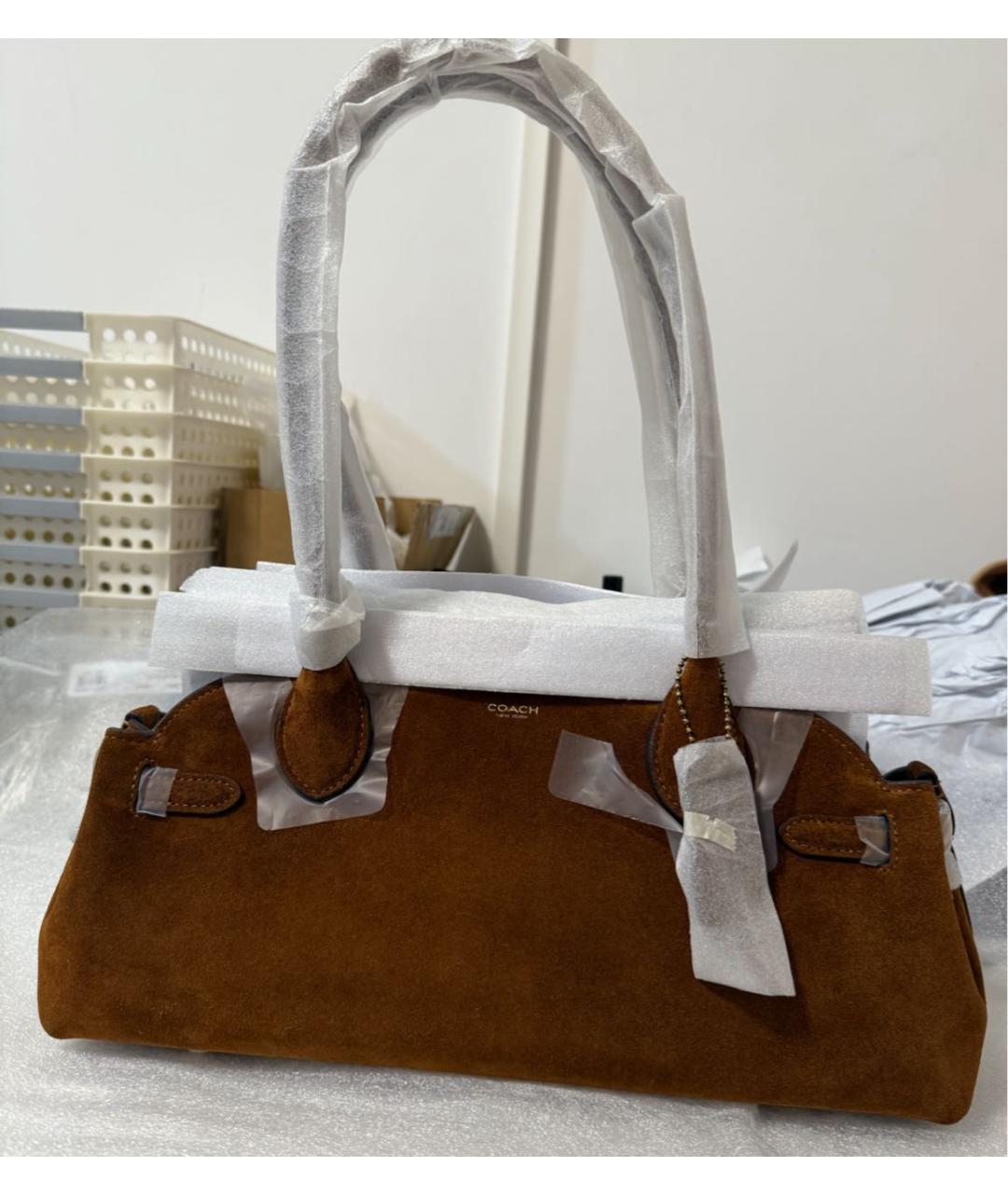 COACH Коричневая замшевая сумка через плечо, фото 6