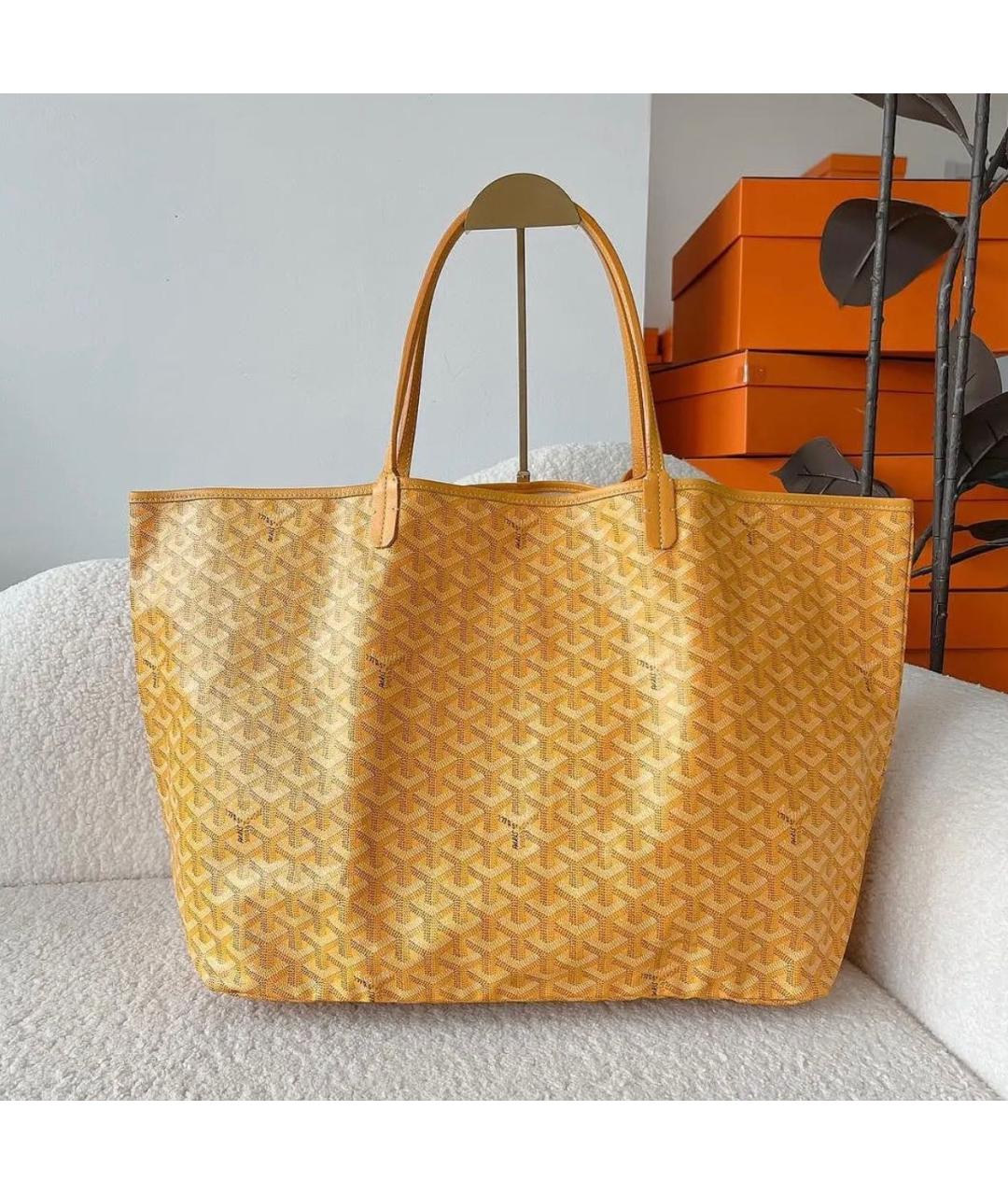 GOYARD Желтая шерстяная сумка тоут, фото 2