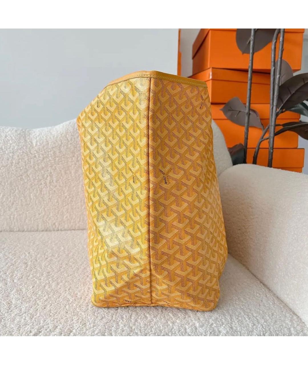 GOYARD Желтая шерстяная сумка тоут, фото 6