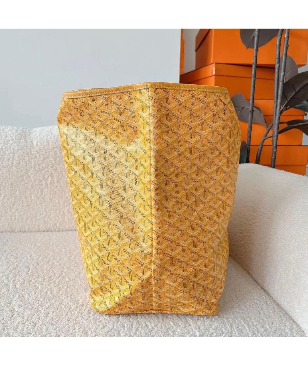 GOYARD Желтая шерстяная сумка тоут, фото 5