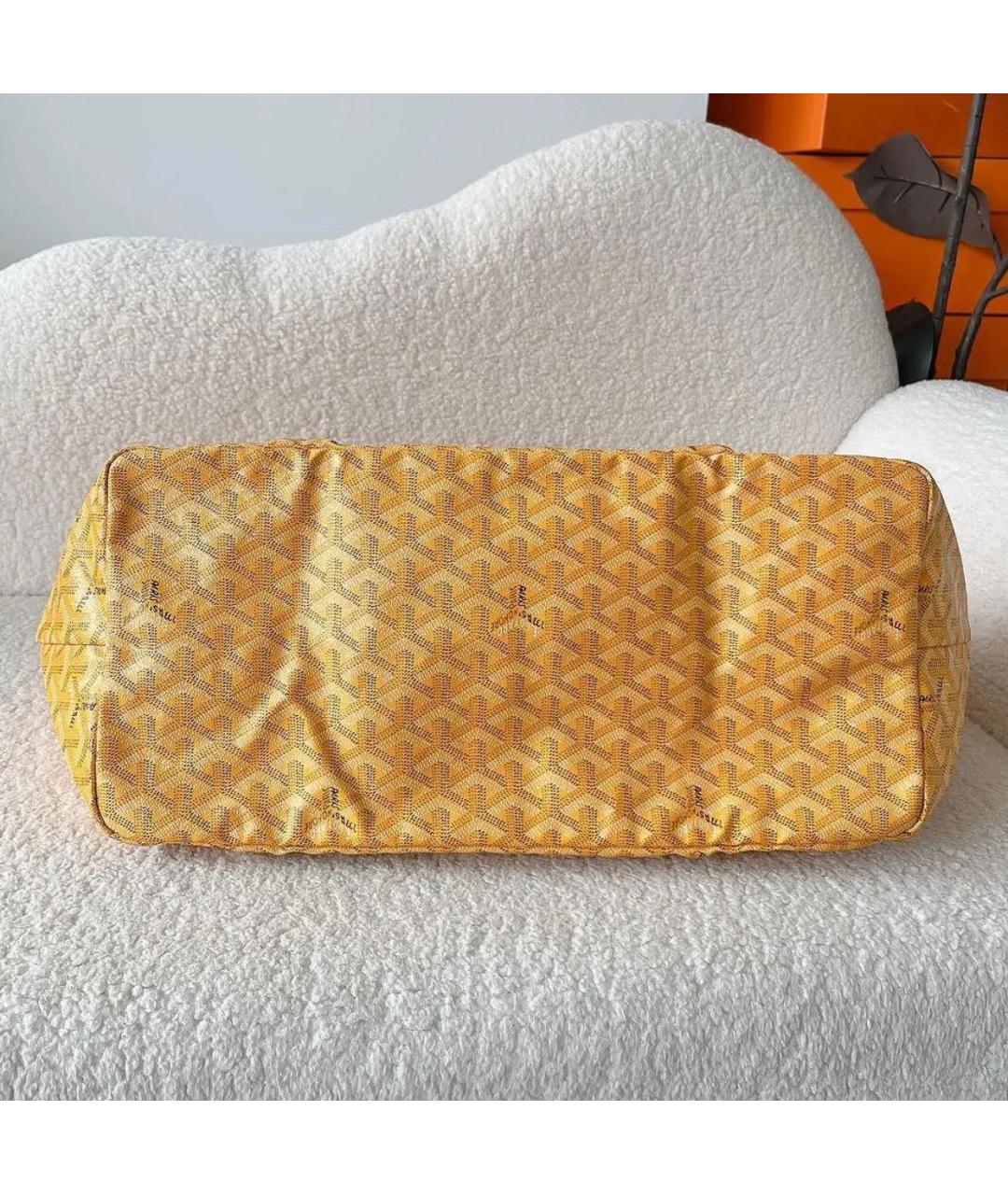 GOYARD Желтая шерстяная сумка тоут, фото 3