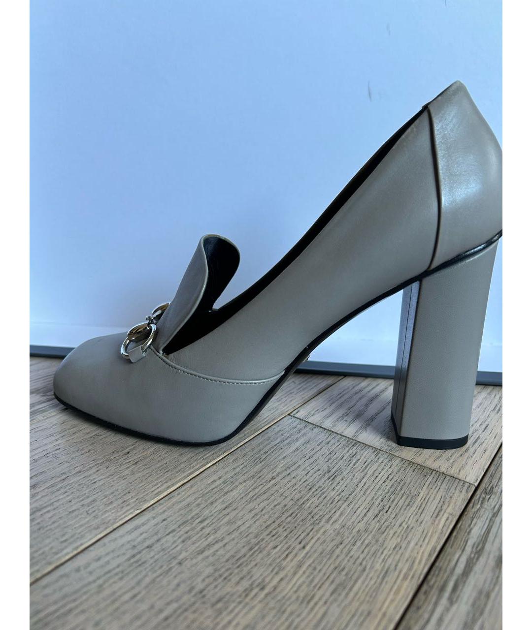 GUCCI Серые кожаные туфли, фото 9