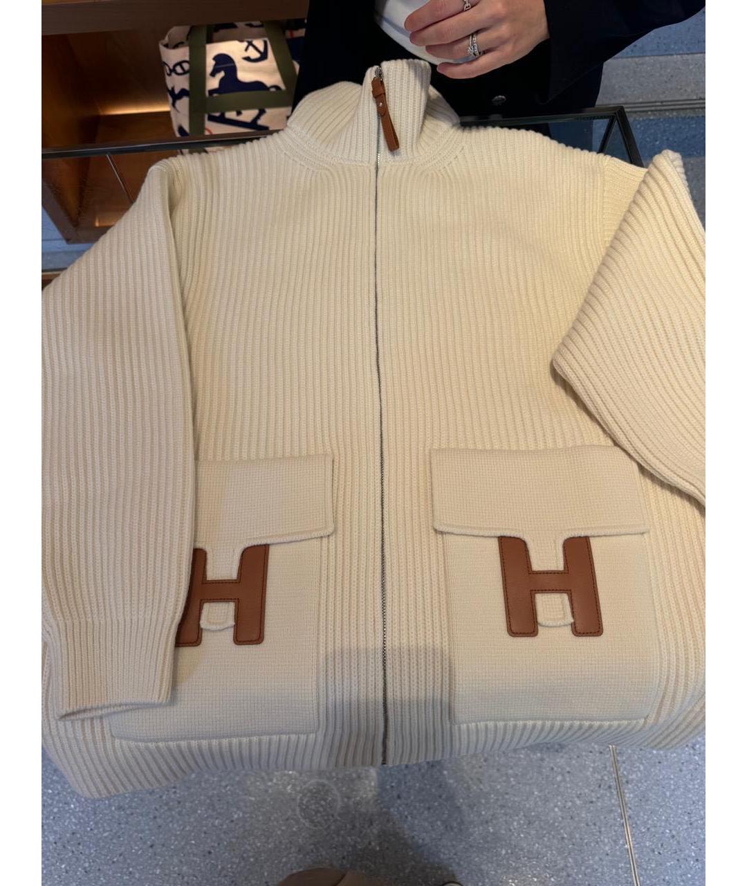 HERMES Белый шерстяной кардиган, фото 2