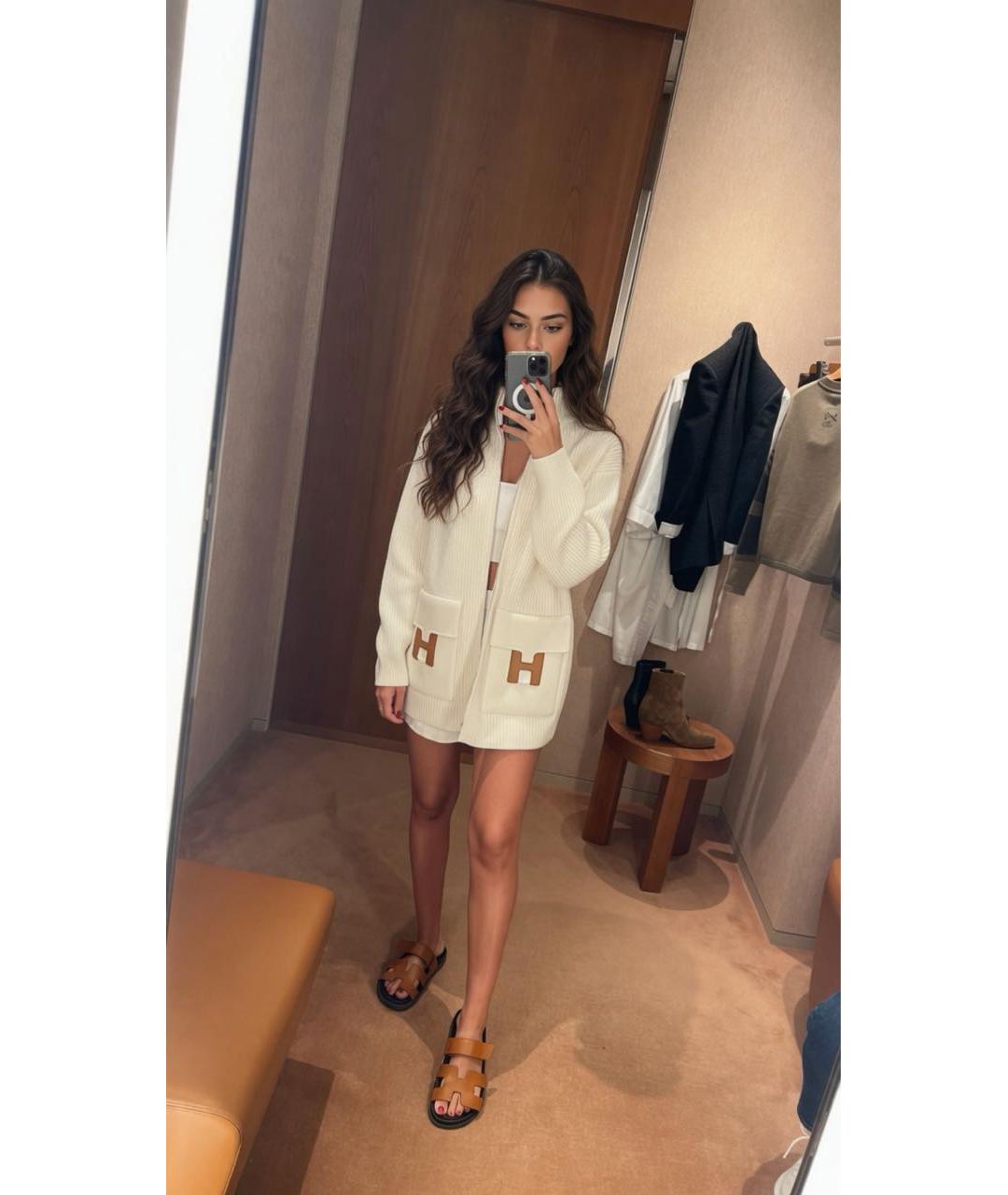 HERMES Белый шерстяной кардиган, фото 3