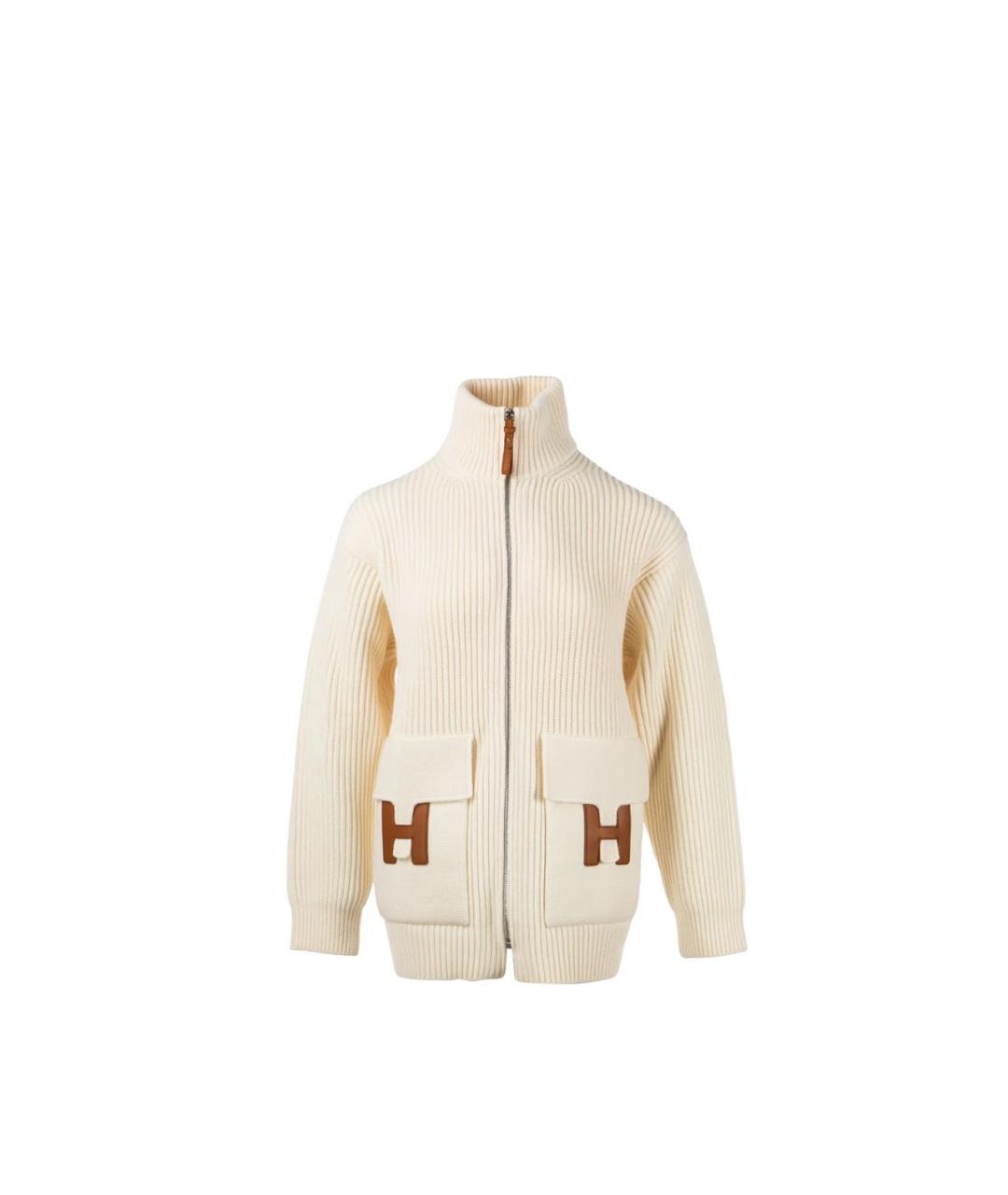 HERMES Белый шерстяной кардиган, фото 5