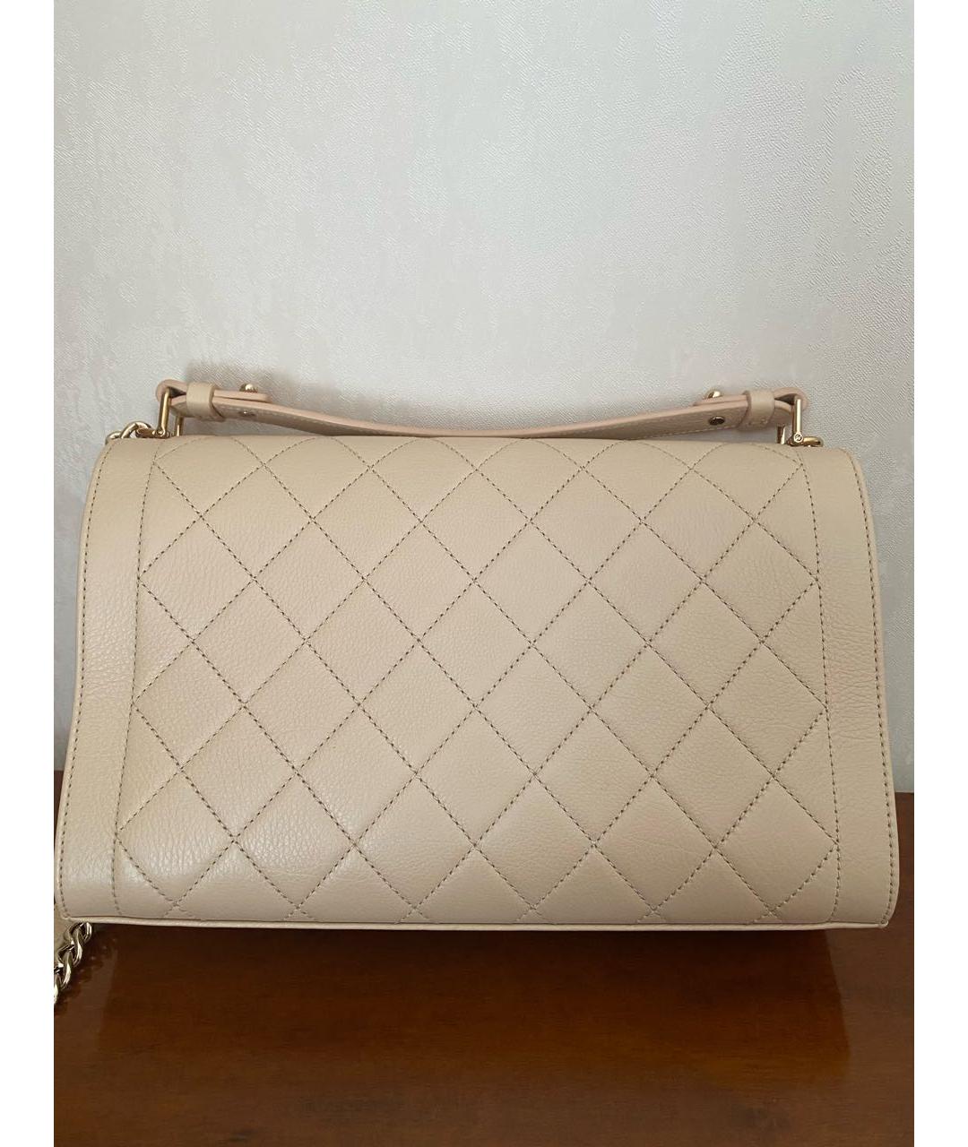 CHANEL Бежевая кожаная сумка через плечо, фото 3
