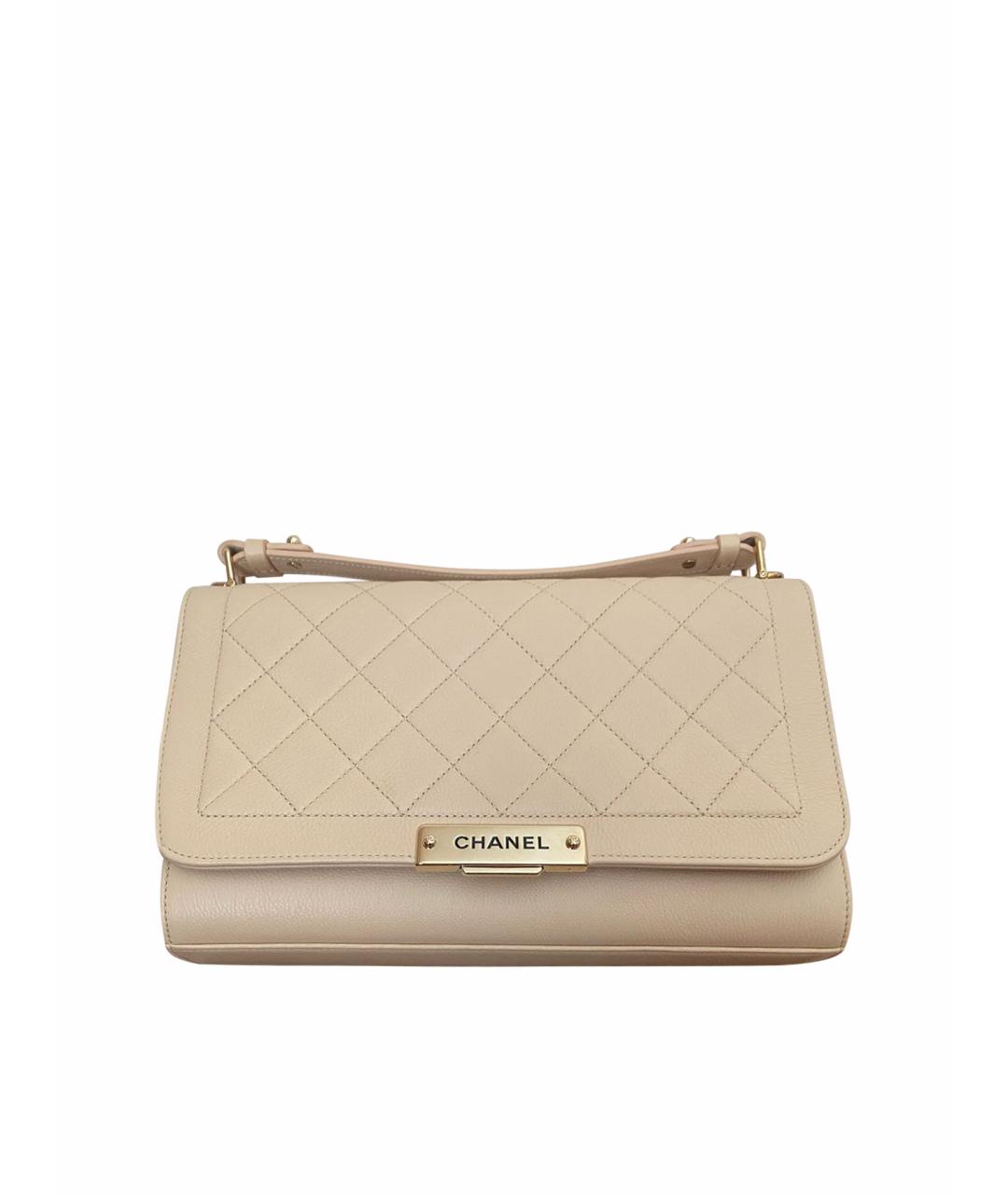 CHANEL Бежевая кожаная сумка через плечо, фото 1