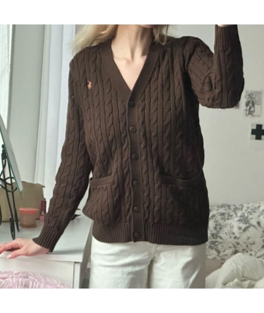 POLO RALPH LAUREN Коричневый хлопковый кардиган, фото 6