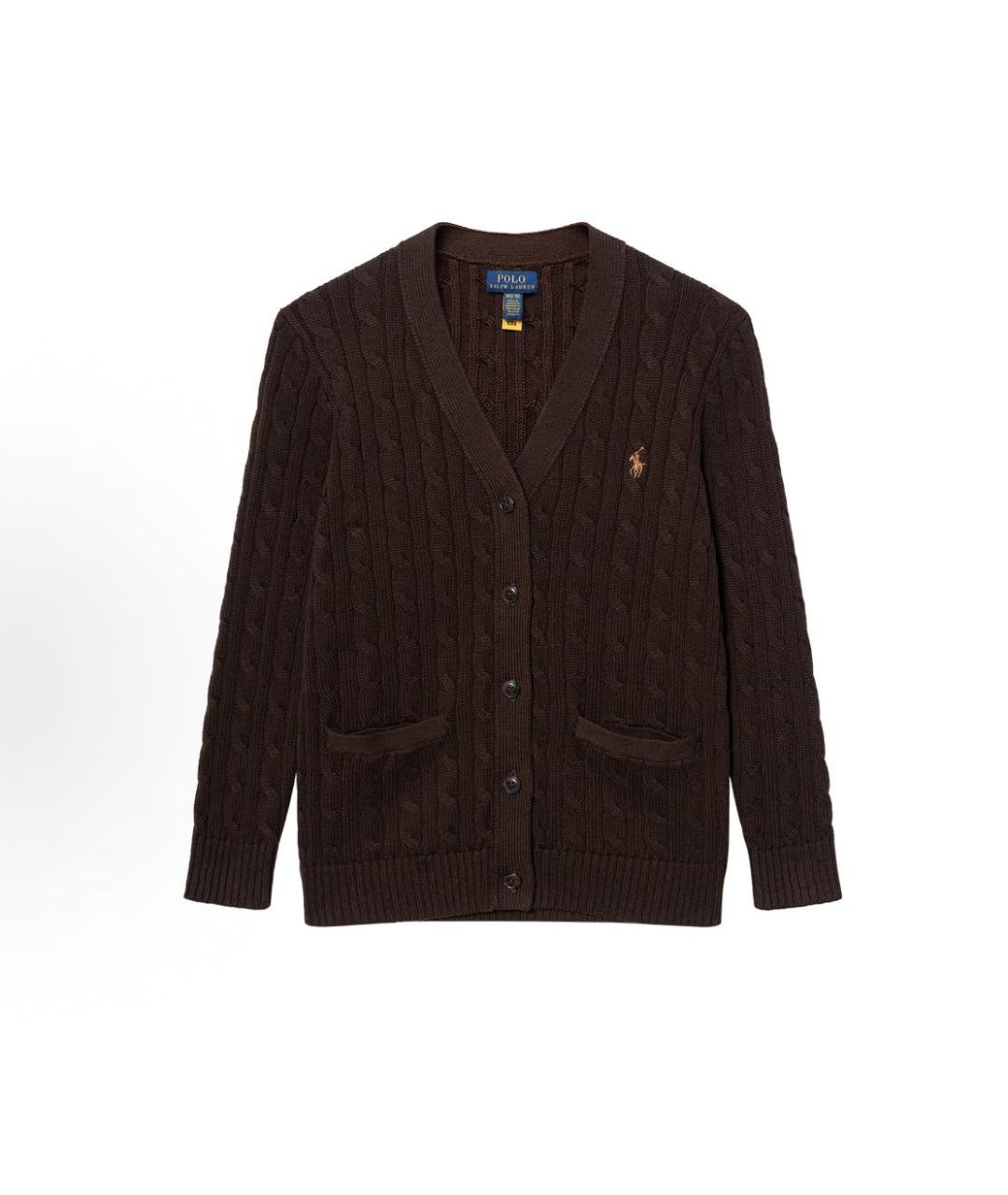 POLO RALPH LAUREN Коричневый хлопковый кардиган, фото 7