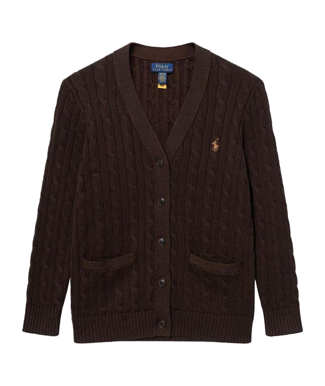 POLO RALPH LAUREN Коричневый хлопковый кардиган, фото 1