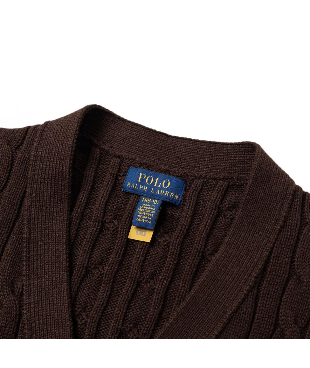 POLO RALPH LAUREN Коричневый хлопковый кардиган, фото 3