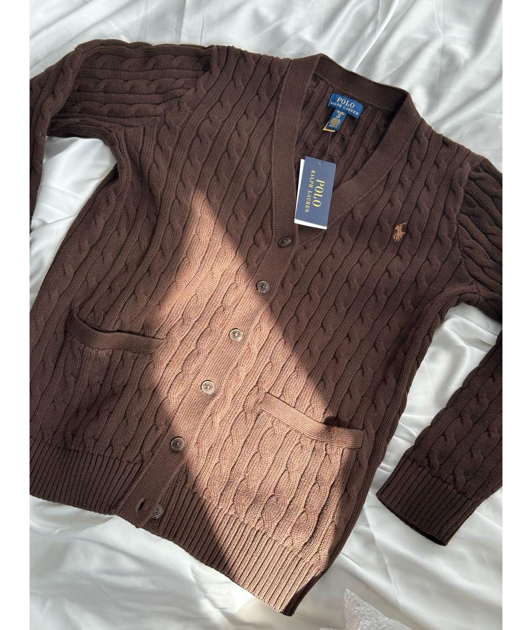 POLO RALPH LAUREN Коричневый хлопковый кардиган, фото 4