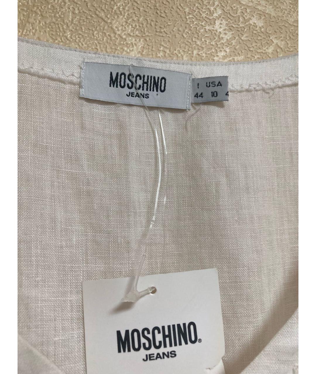 MOSCHINO JEANS Белое хлопковое повседневное платье, фото 4