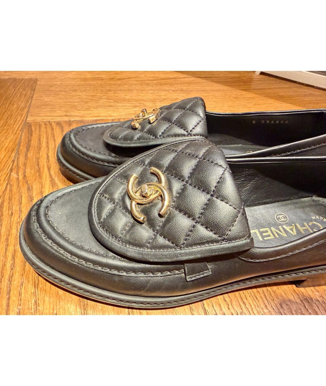 CHANEL Черные кожаные лоферы, фото 2