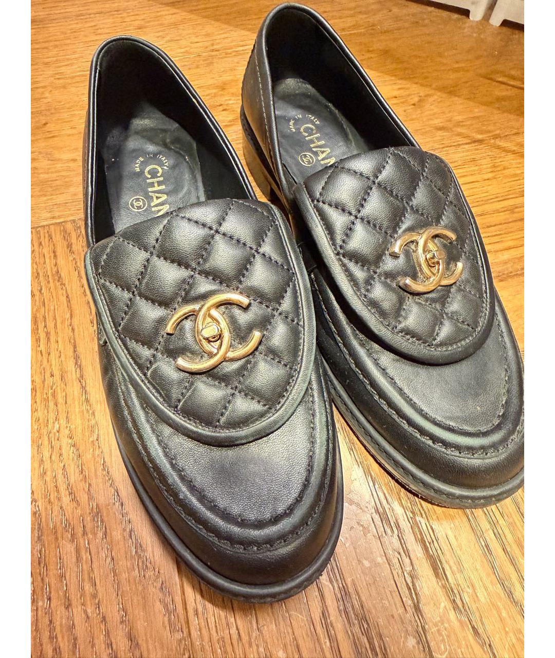 CHANEL Черные кожаные лоферы, фото 6