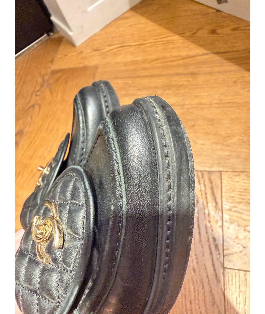 CHANEL Черные кожаные лоферы, фото 3