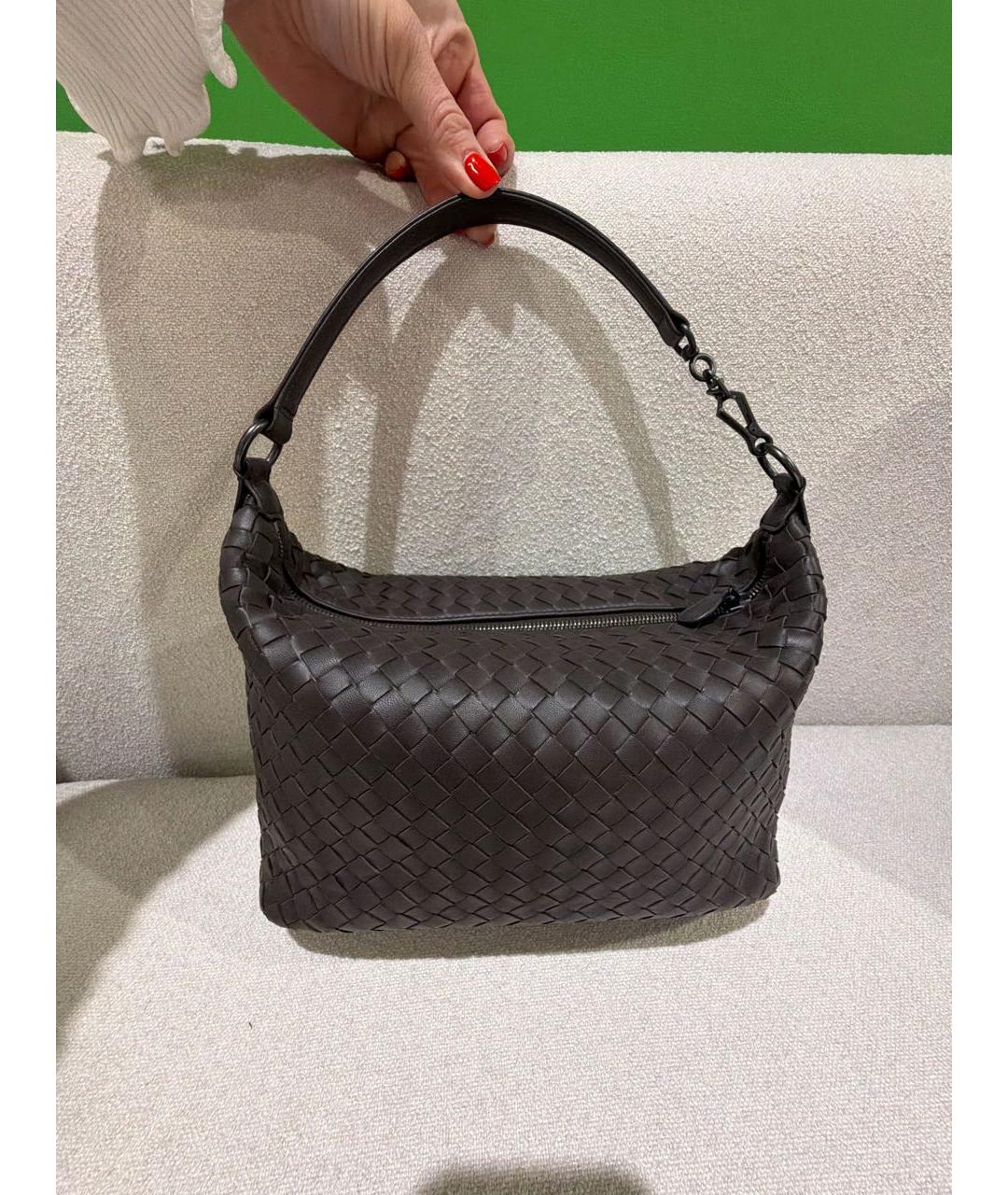 BOTTEGA VENETA Коричневая кожаная сумка через плечо, фото 5