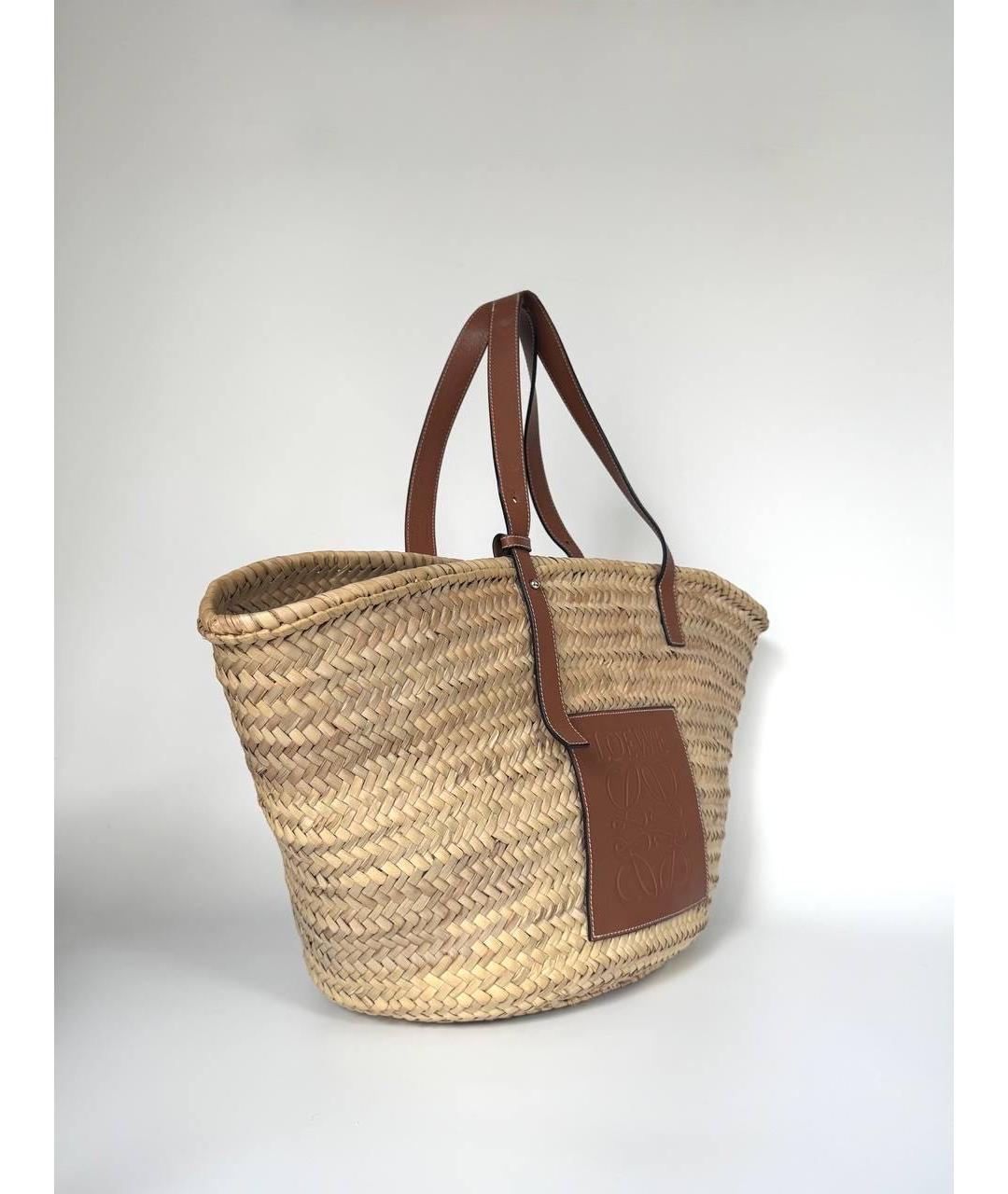 LOEWE Бежевая пелетеная пляжная сумка, фото 2