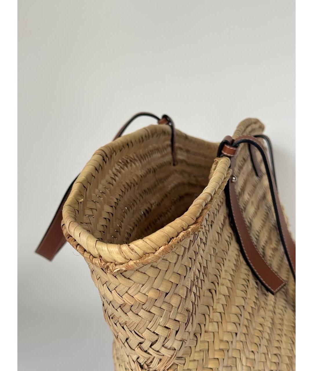 LOEWE Бежевая пелетеная пляжная сумка, фото 8