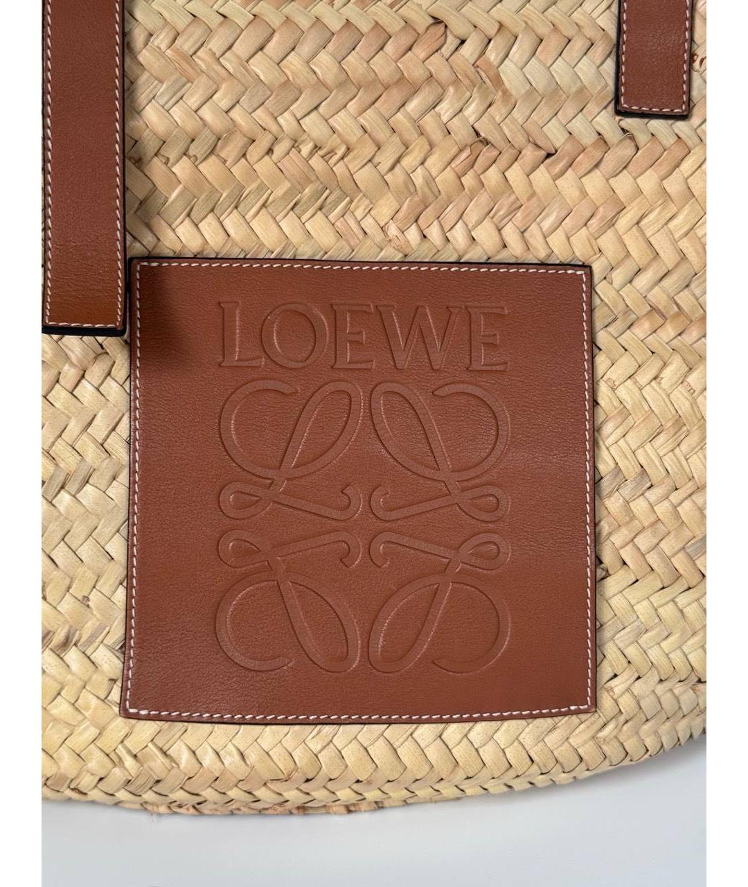 LOEWE Бежевая пелетеная пляжная сумка, фото 6