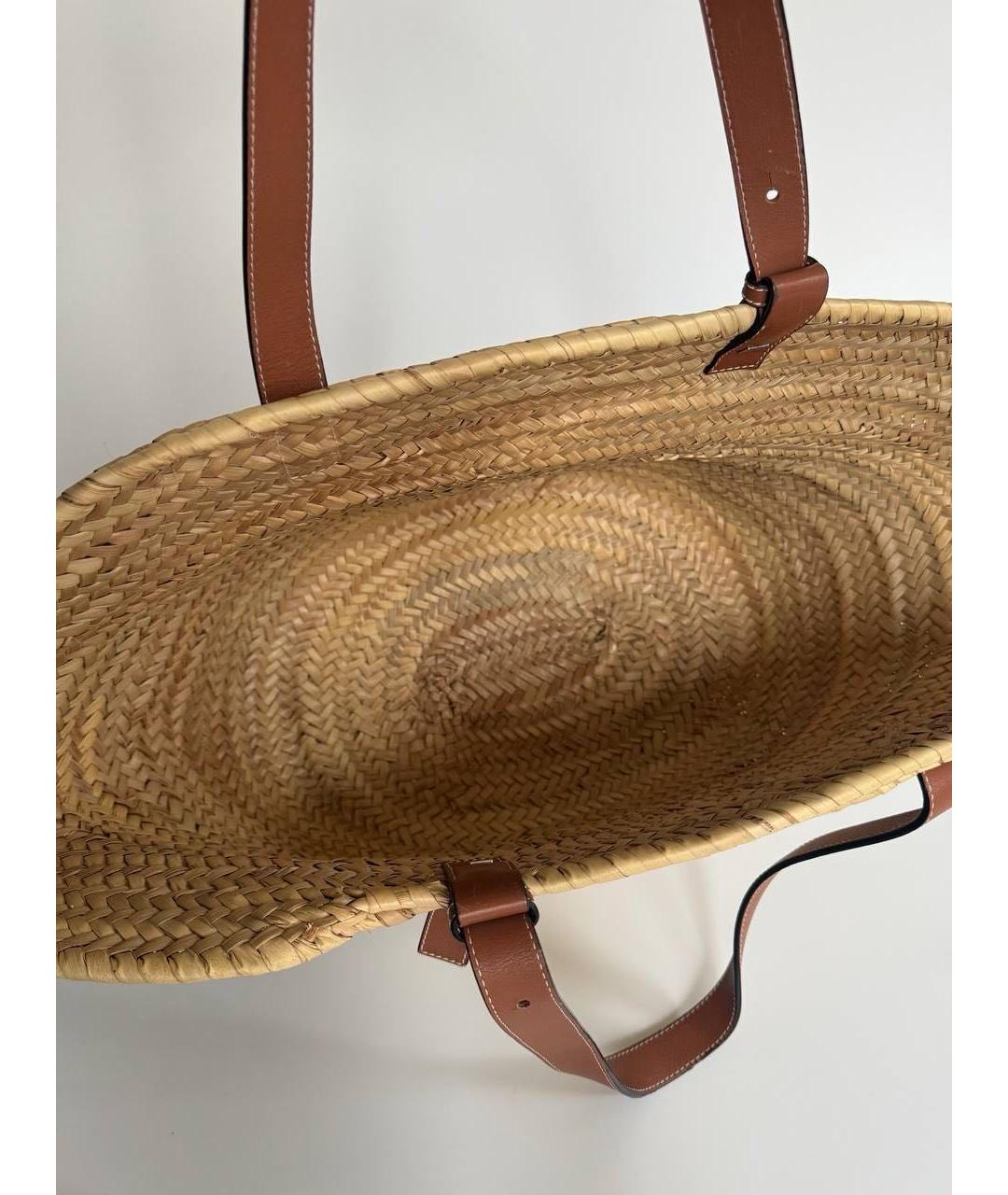 LOEWE Бежевая пелетеная пляжная сумка, фото 4