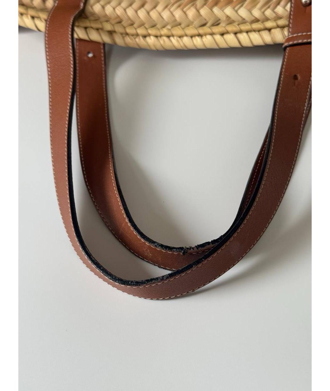 LOEWE Бежевая пелетеная пляжная сумка, фото 5