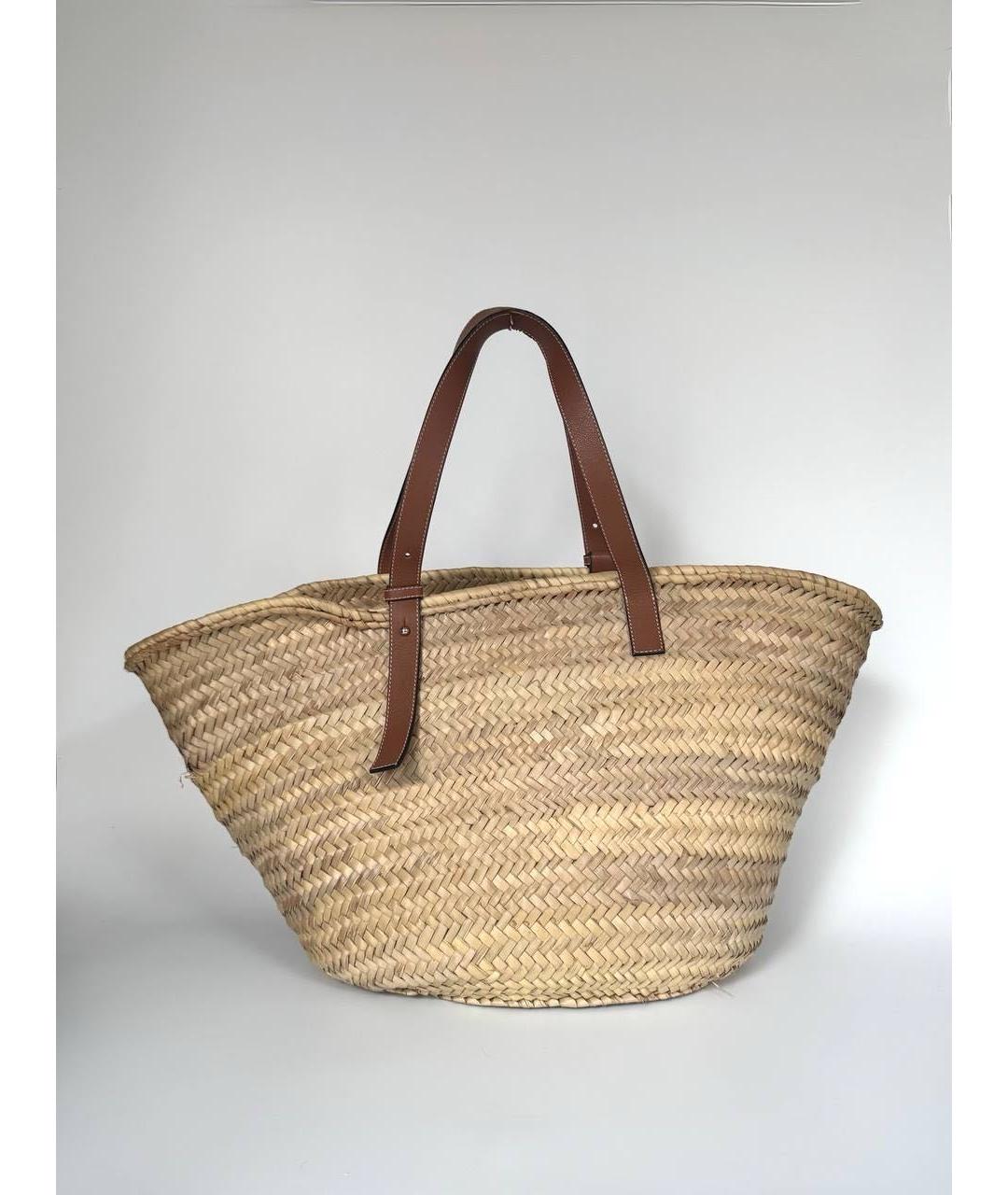 LOEWE Бежевая пелетеная пляжная сумка, фото 3