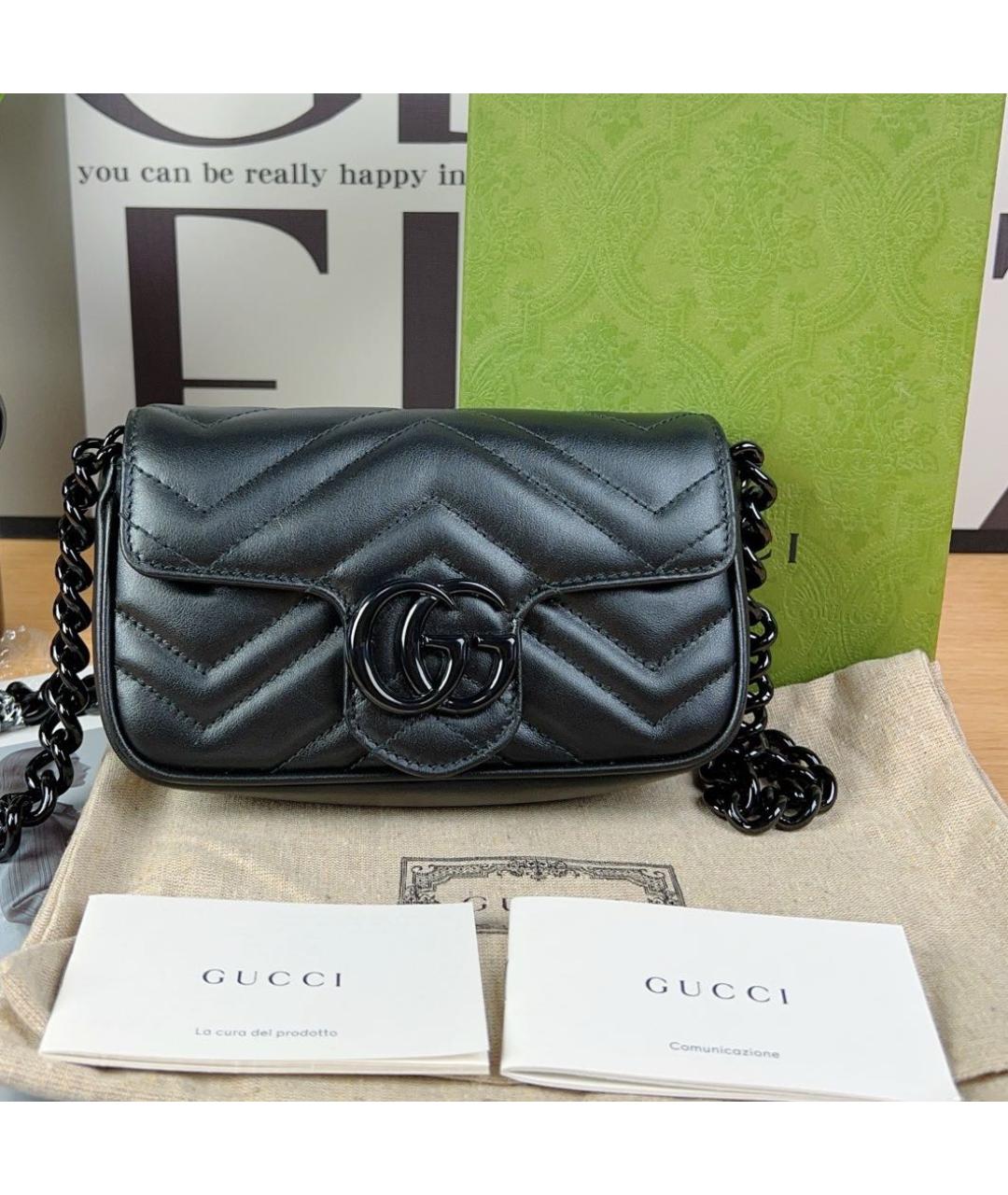 GUCCI Черная кожаная сумка через плечо, фото 2