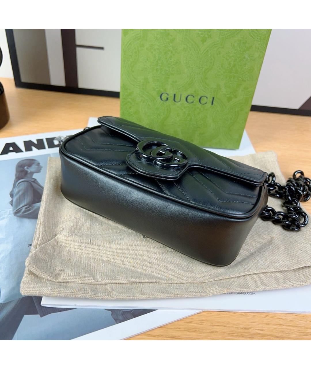 GUCCI Черная кожаная сумка через плечо, фото 4