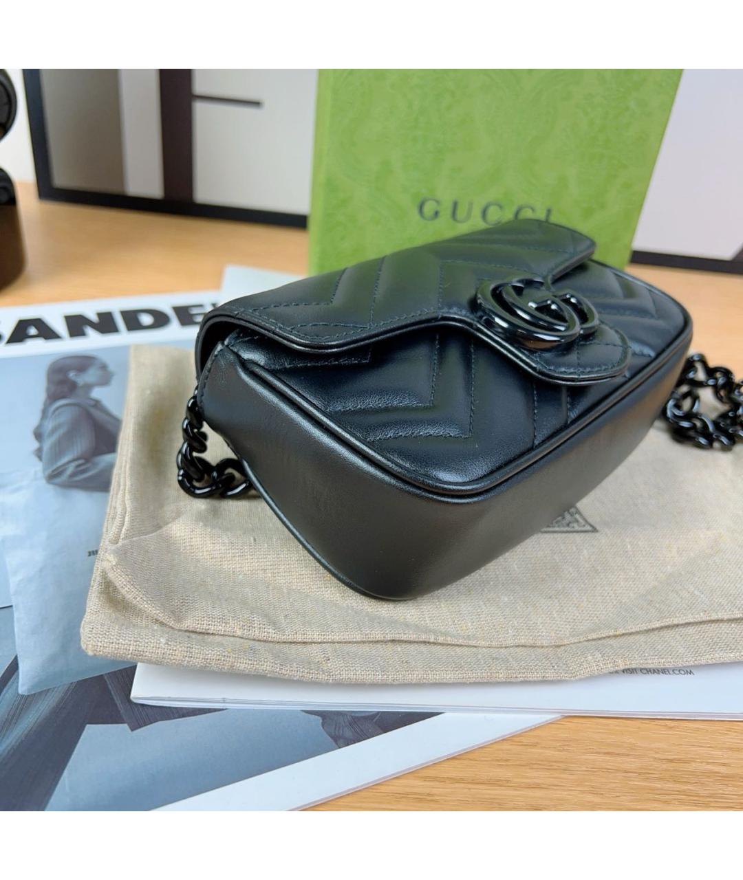 GUCCI Черная кожаная сумка через плечо, фото 3