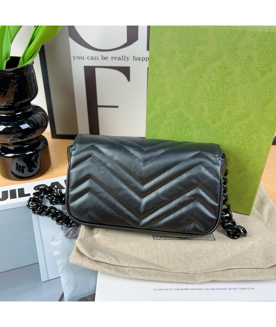 GUCCI Черная кожаная сумка через плечо, фото 5