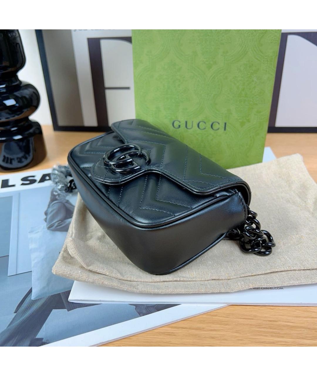 GUCCI Черная кожаная сумка через плечо, фото 6