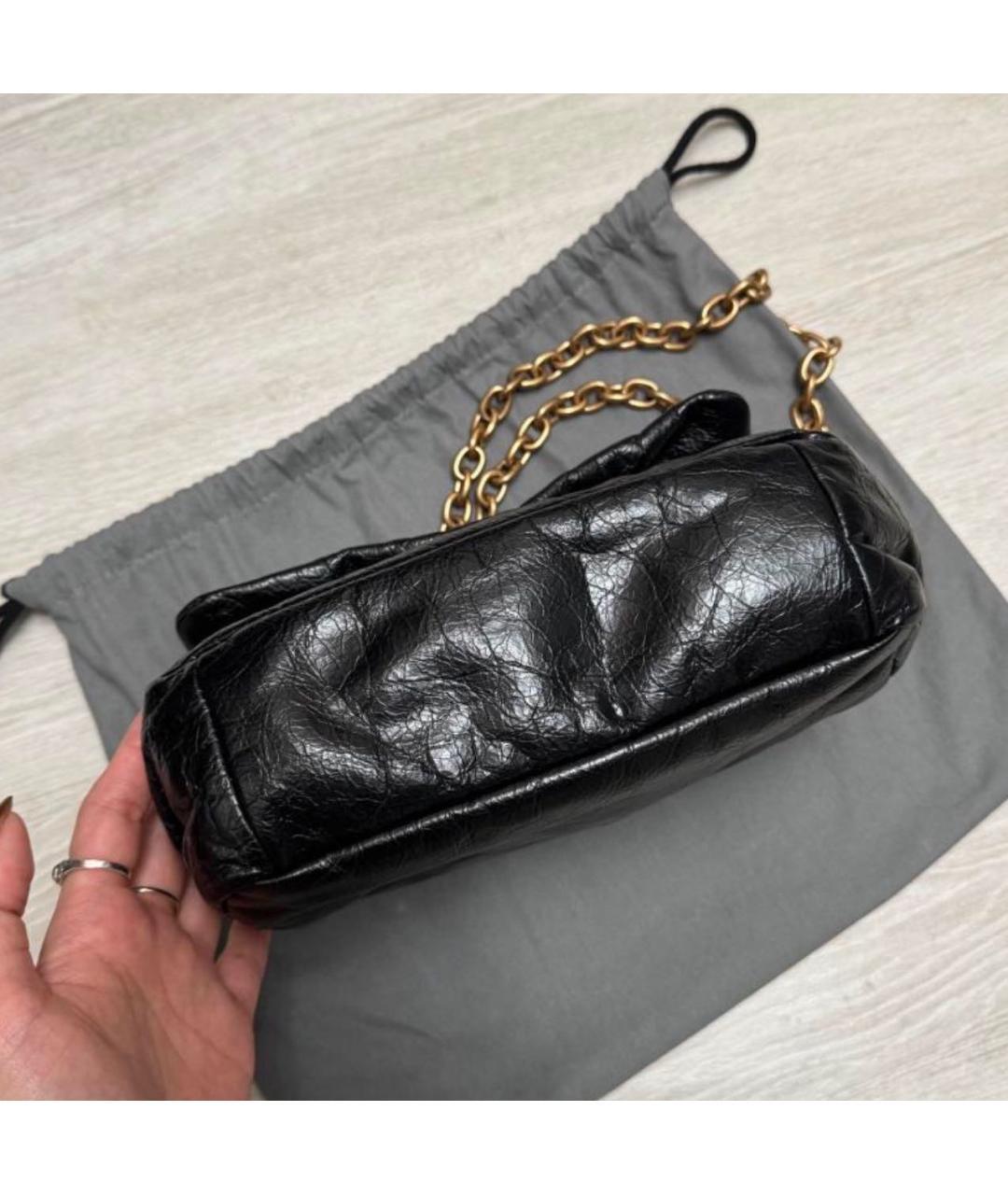 BALENCIAGA Черная кожаная сумка через плечо, фото 3