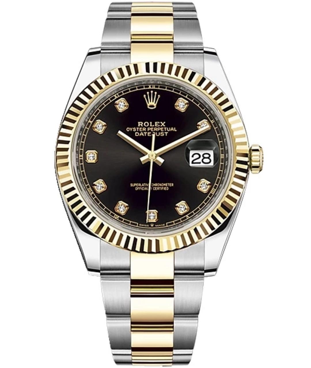 ROLEX Черные часы из желтого золота, фото 1