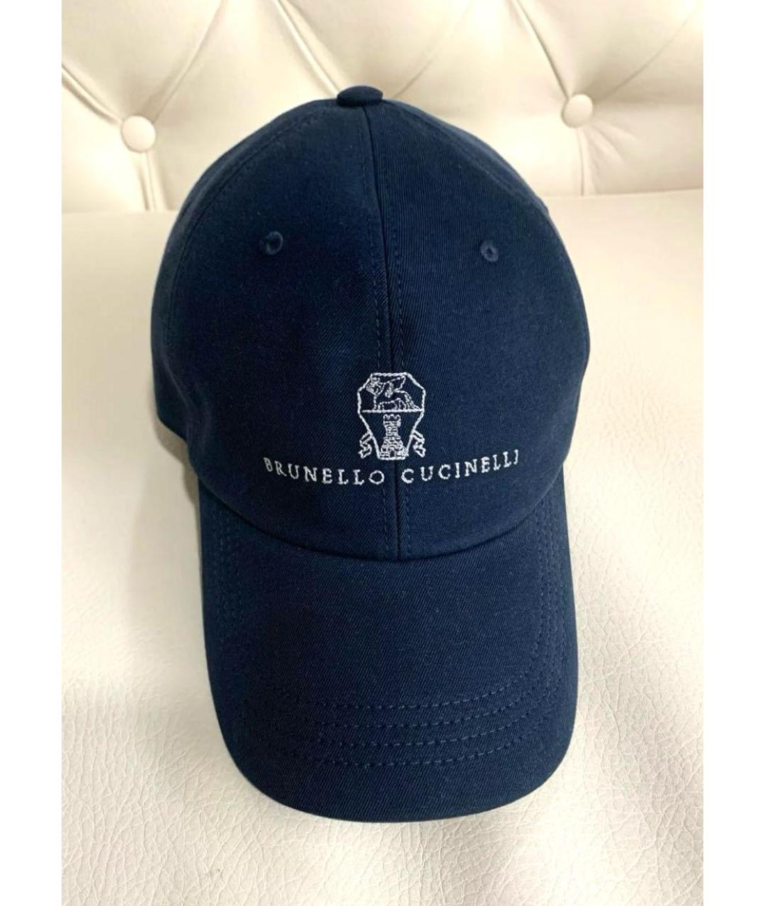 BRUNELLO CUCINELLI Темно-синяя хлопковая кепка/бейсболка, фото 5