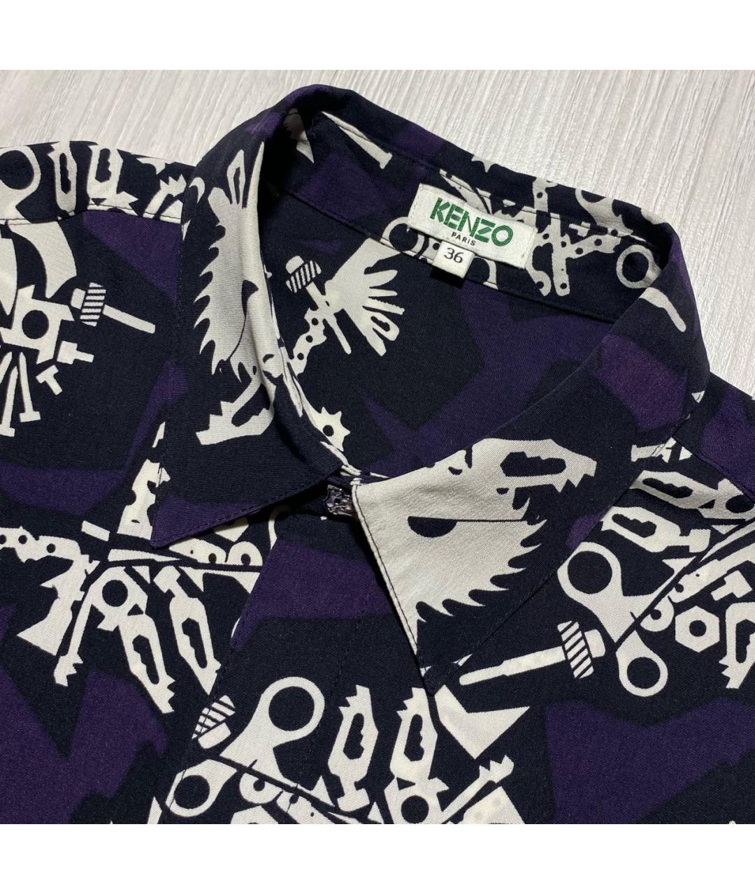 KENZO Фиолетовая шелковая блузы, фото 3