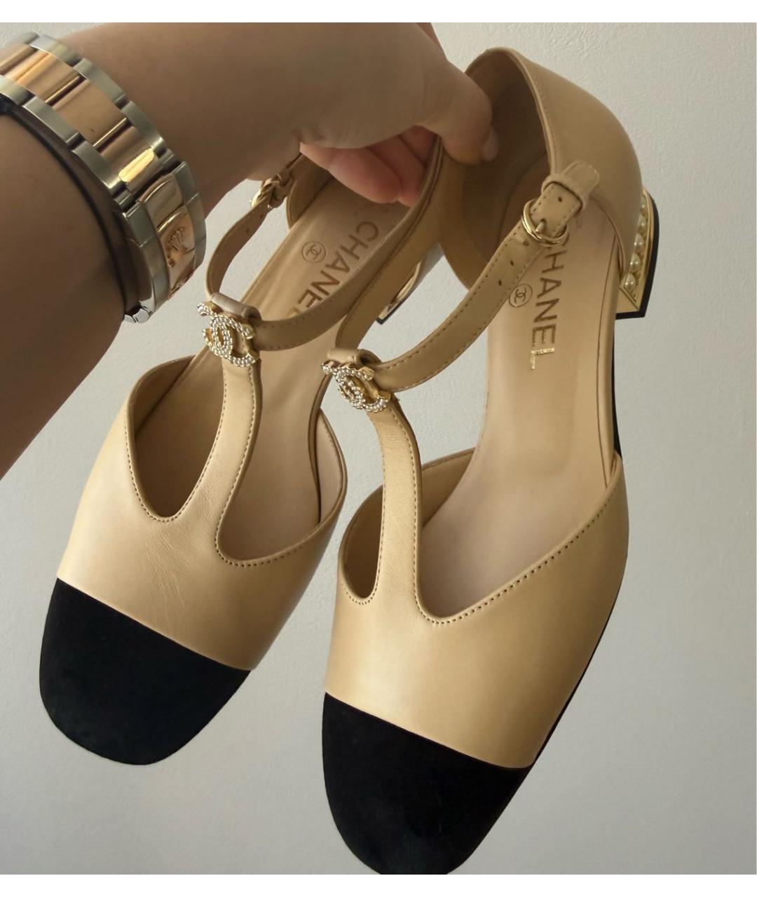 CHANEL Бежевые кожаные балетки, фото 7