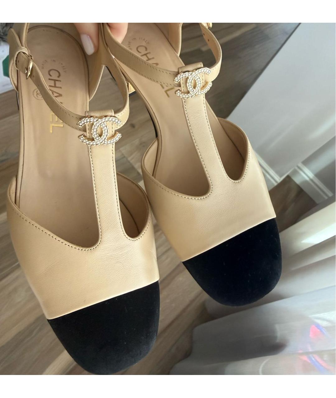 CHANEL Бежевые кожаные балетки, фото 8
