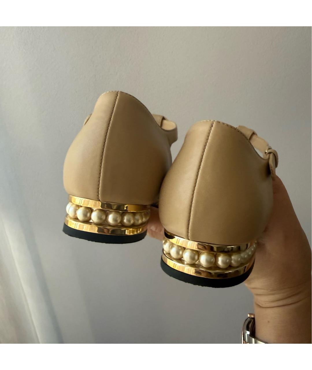 CHANEL Бежевые кожаные балетки, фото 4