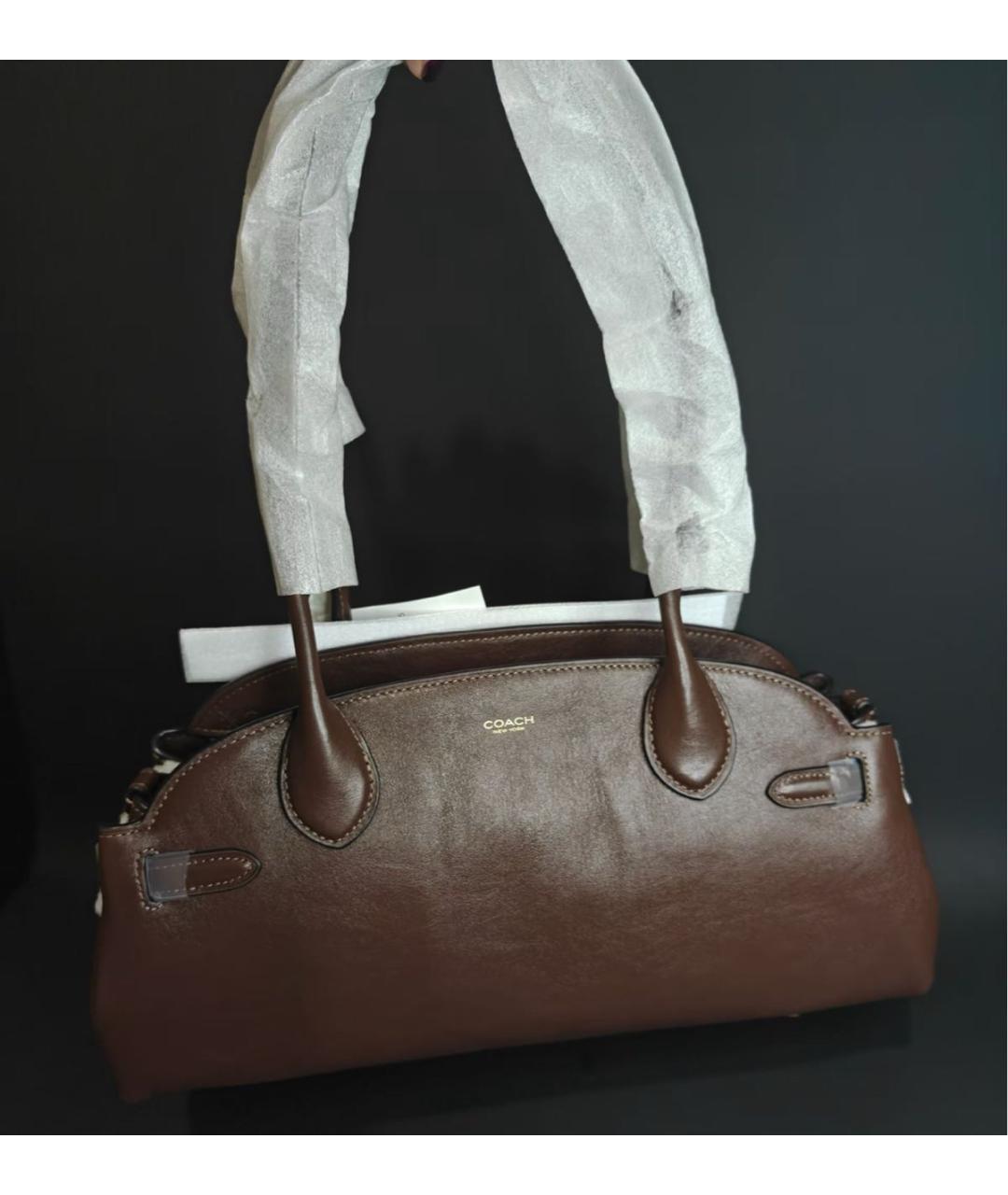 COACH Коричневая кожаная сумка через плечо, фото 4