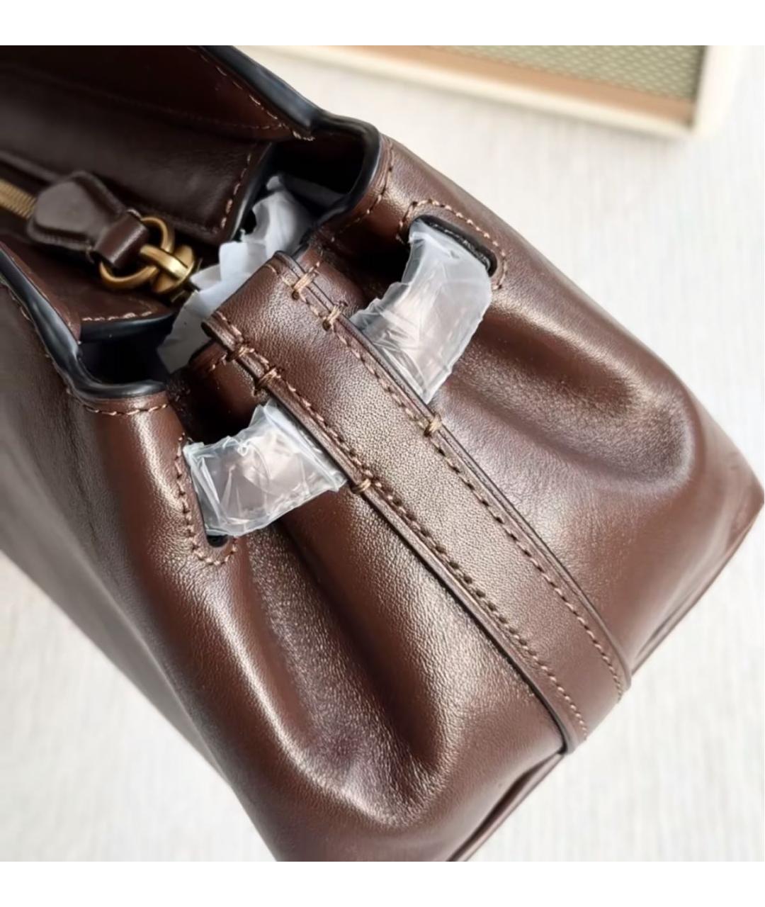 COACH Коричневая кожаная сумка через плечо, фото 6