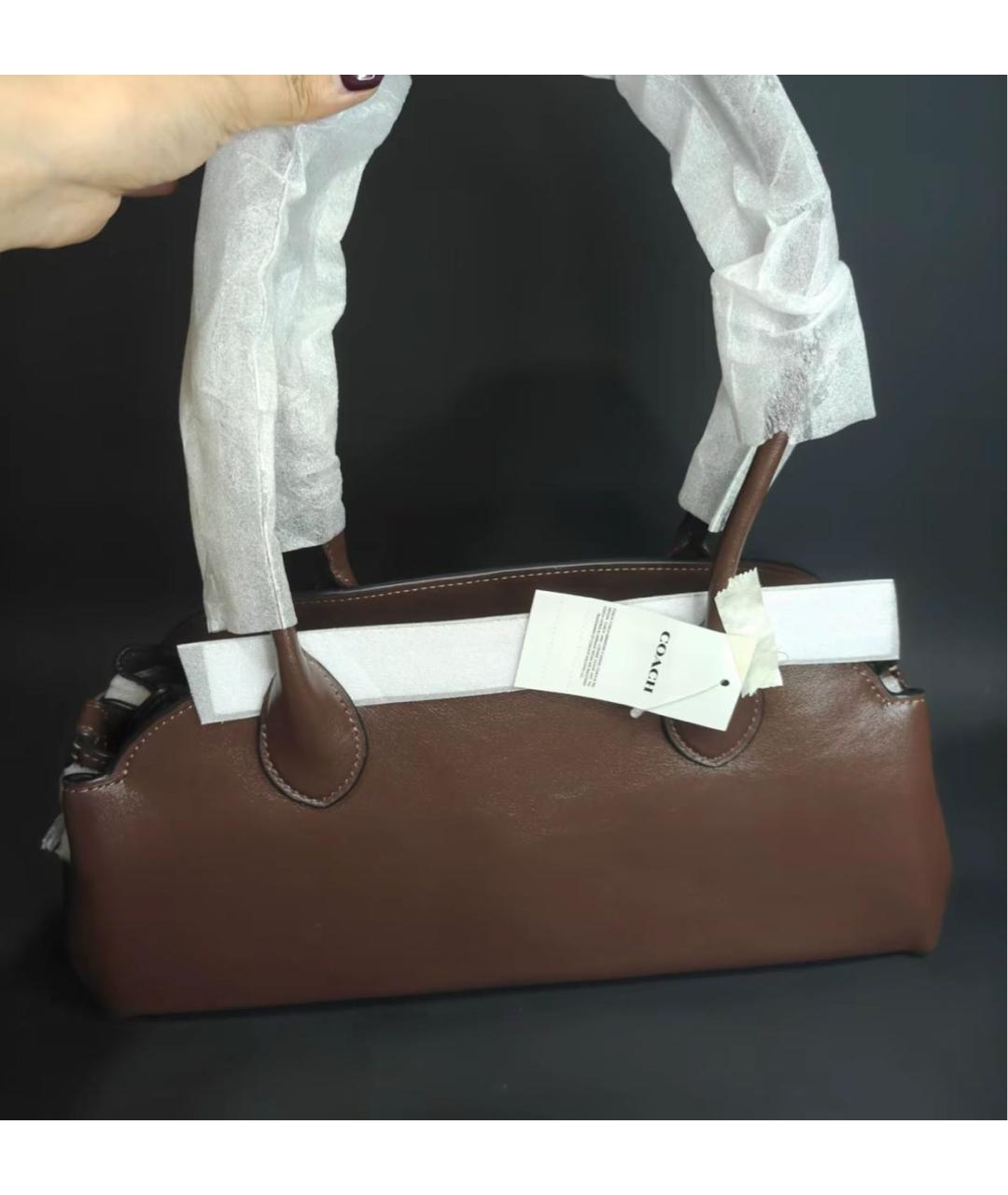 COACH Коричневая кожаная сумка через плечо, фото 5