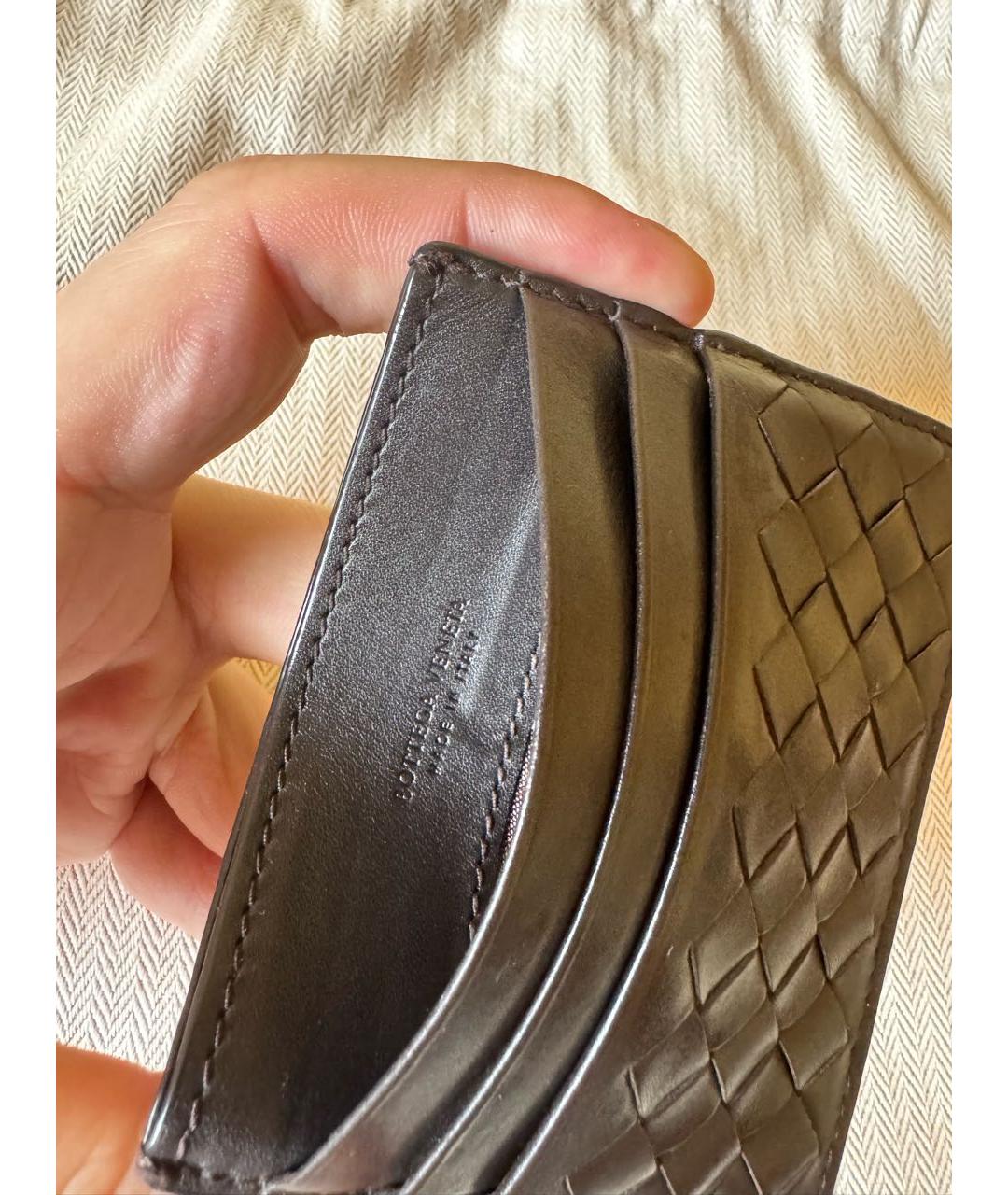 BOTTEGA VENETA Черный кожаный кардхолдер, фото 3