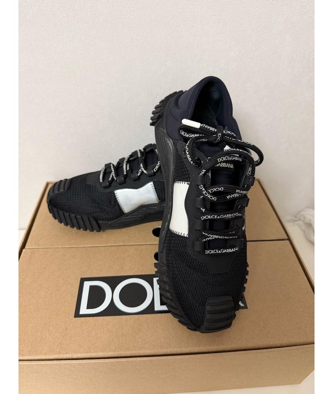 DOLCE&GABBANA Черные текстильные низкие кроссовки / кеды, фото 9