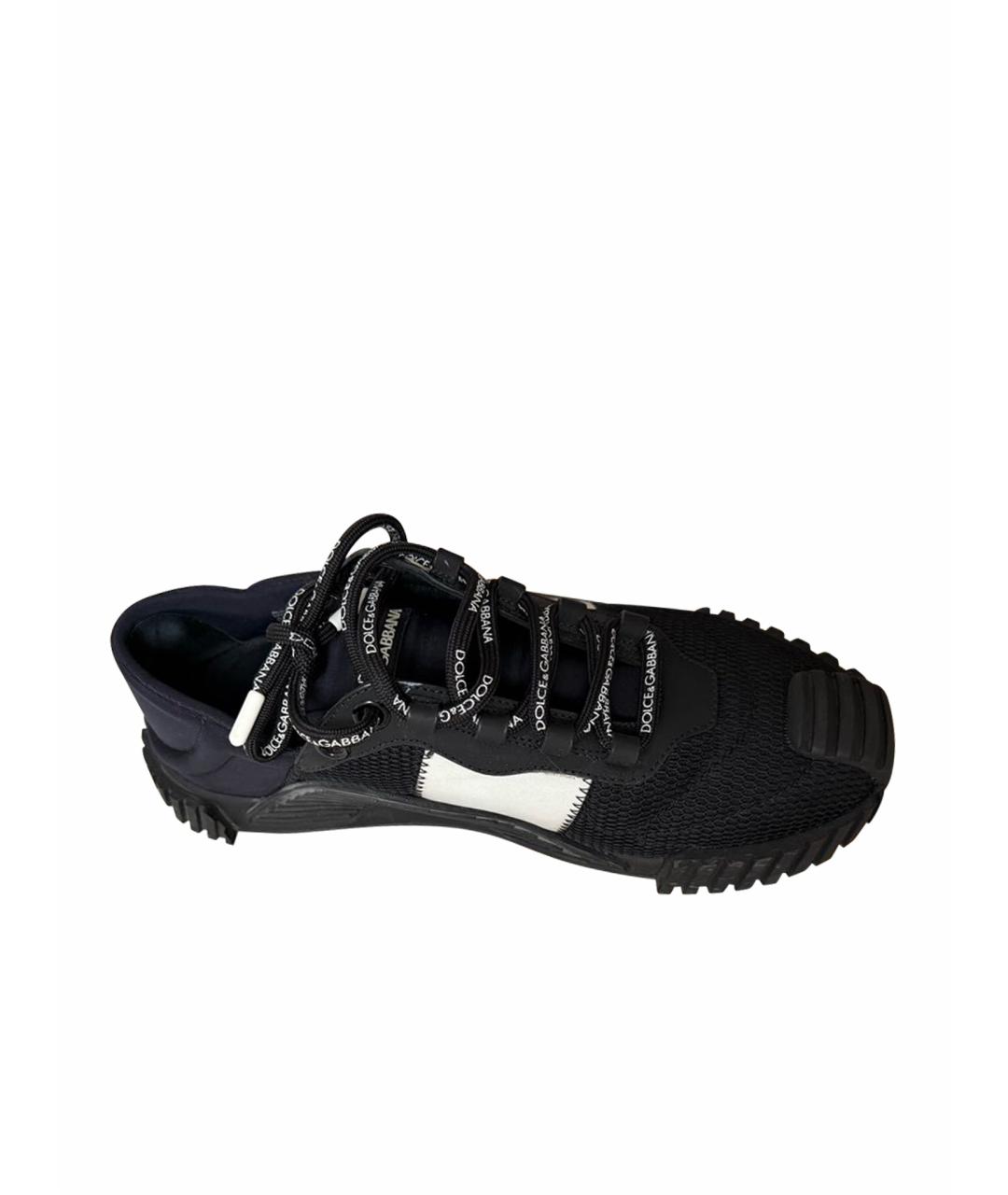 DOLCE&GABBANA Черные текстильные низкие кроссовки / кеды, фото 1